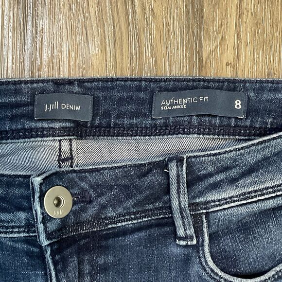 J Jill Jeans Womens Size 8 Blue Authentic Fit Slim Ankle Distressed Preppy - Picture 2 of 8
